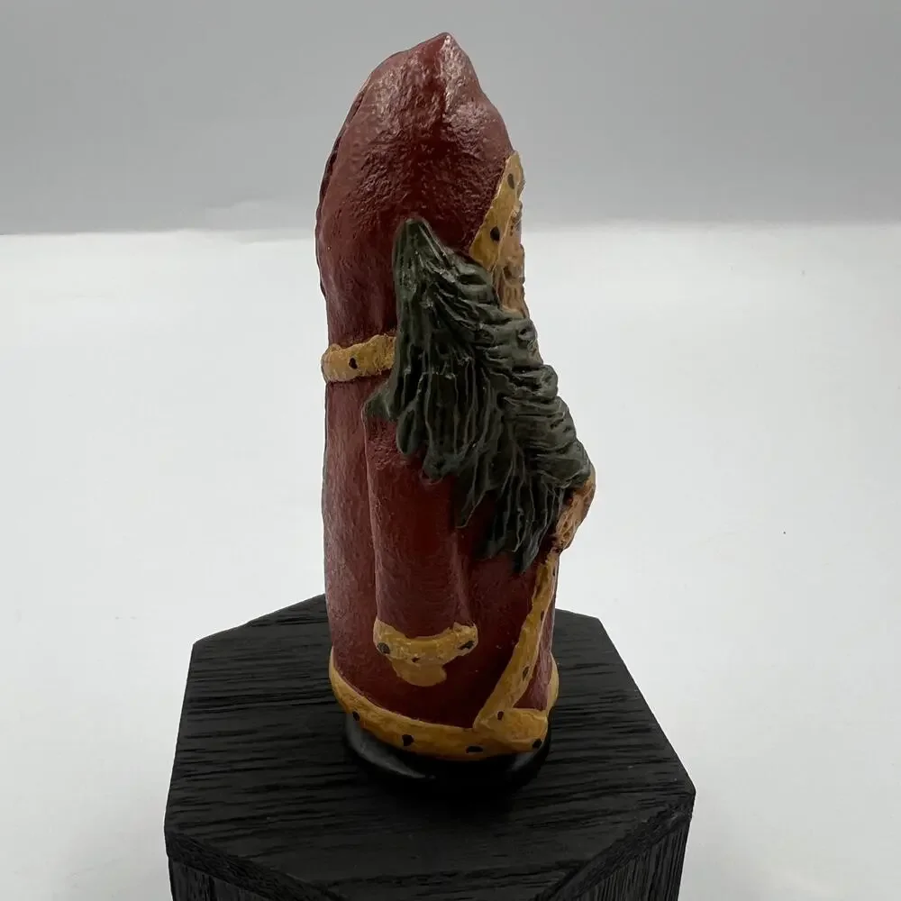 Vtg Folk Art Handmade Wooden Old World Santa Claus Small 5